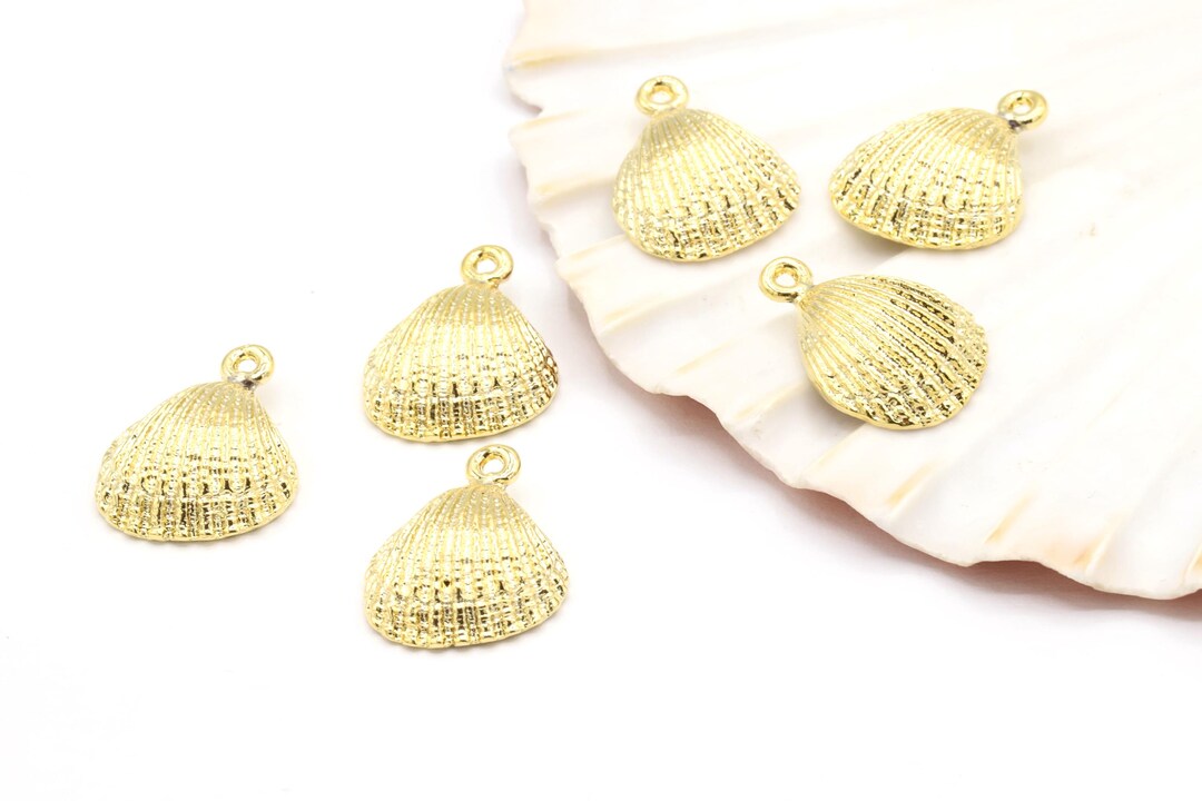16x20mm 24 K Shiny Gold Plated Shell Charms, Shell Charms, Gold Plated ...