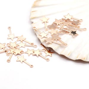 9x20mm Rose Gold Plated Star Charms, Star Pendants, Earrings Findings, Necklace Findings, Star Earring - ROSE290