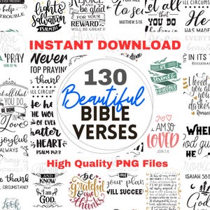 130 Bible Verse Designs: Christian PNG Bundle (Digital Download)
