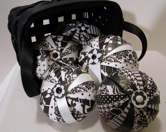 Decorative Accent Balls Bowl Fillers Chic Black and White Set Etsy