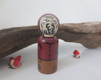 Painted Peg Dolls, Peg Doll, Fairy Tale Goblin, Hand Painted Wooden Peg Magical Pegs, Wooden Toys Fairytale, Peg People Elves, Gnomes Trolls