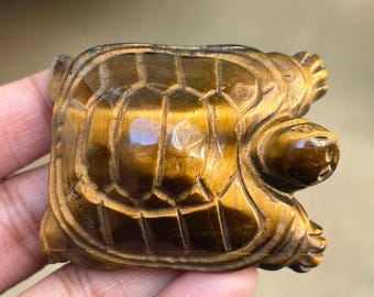 Tiger Eye Crystal Turtle Carving (1.92 inches)