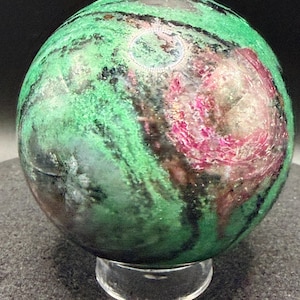 70mm Ruby Zoisite Sphere • Anyolite Crystal Ball • Ruby in Zoisite Stone Sphere • Natural Green Zoisite with Ruby Inclusions