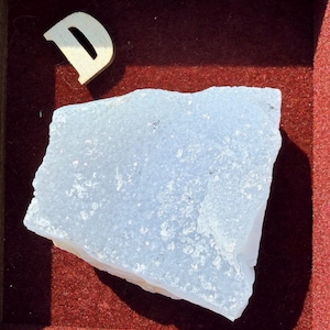 New | Blue Lace Agate Druzy Specimen, Raw Blue Chalcedony Crystal, Natural Sparkling Geode Slice D. 1.7” 90g