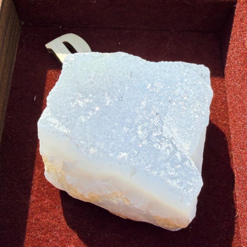 New | Blue Lace Agate Druzy Specimen, Raw Blue Chalcedony Crystal, Natural Sparkling Geode Slice bild 12