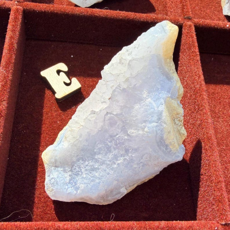 New | Blue Lace Agate Druzy Specimen, Raw Blue Chalcedony Crystal, Natural Sparkling Geode Slice bild 13