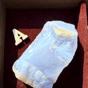 New | Blue Lace Agate Druzy Specimen, Raw Blue Chalcedony Crystal, Natural Sparkling Geode Slice A. 2.5” 80g
