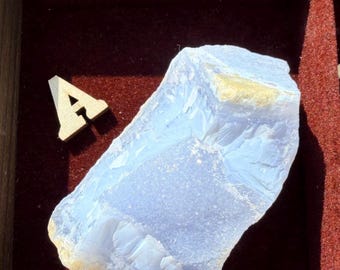 New | Blue Lace Agate Druzy Specimen, Raw Blue Chalcedony Crystal, Natural Sparkling Geode Slice