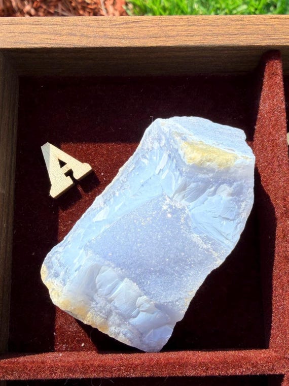 New | Blue Lace Agate Druzy Specimen, Raw Blue Chalcedony Crystal, Natural Sparkling Geode Slice