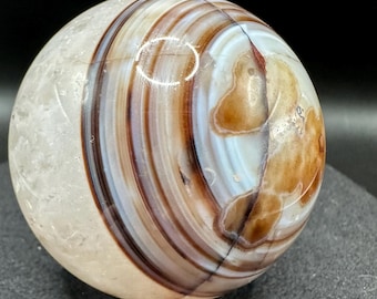 Natural Banded Agate Sphere • 70mm 1.08lb • Striped Agate Crystal Ball • Layered Agate Druzy Sphere