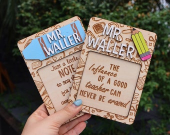 ALLEEN CADEAU Gepersonaliseerde plaknotitiehouder, uniek lerarencadeau, cadeau leraar waardering, notitieblokhouder, post-it, terug naar school cadeau
