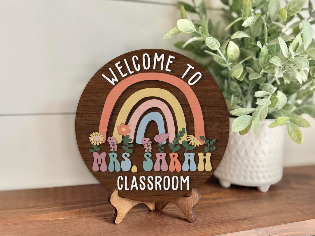 Personalized Teacher Door Sign: Rainbow Classroom Decor - Etsy