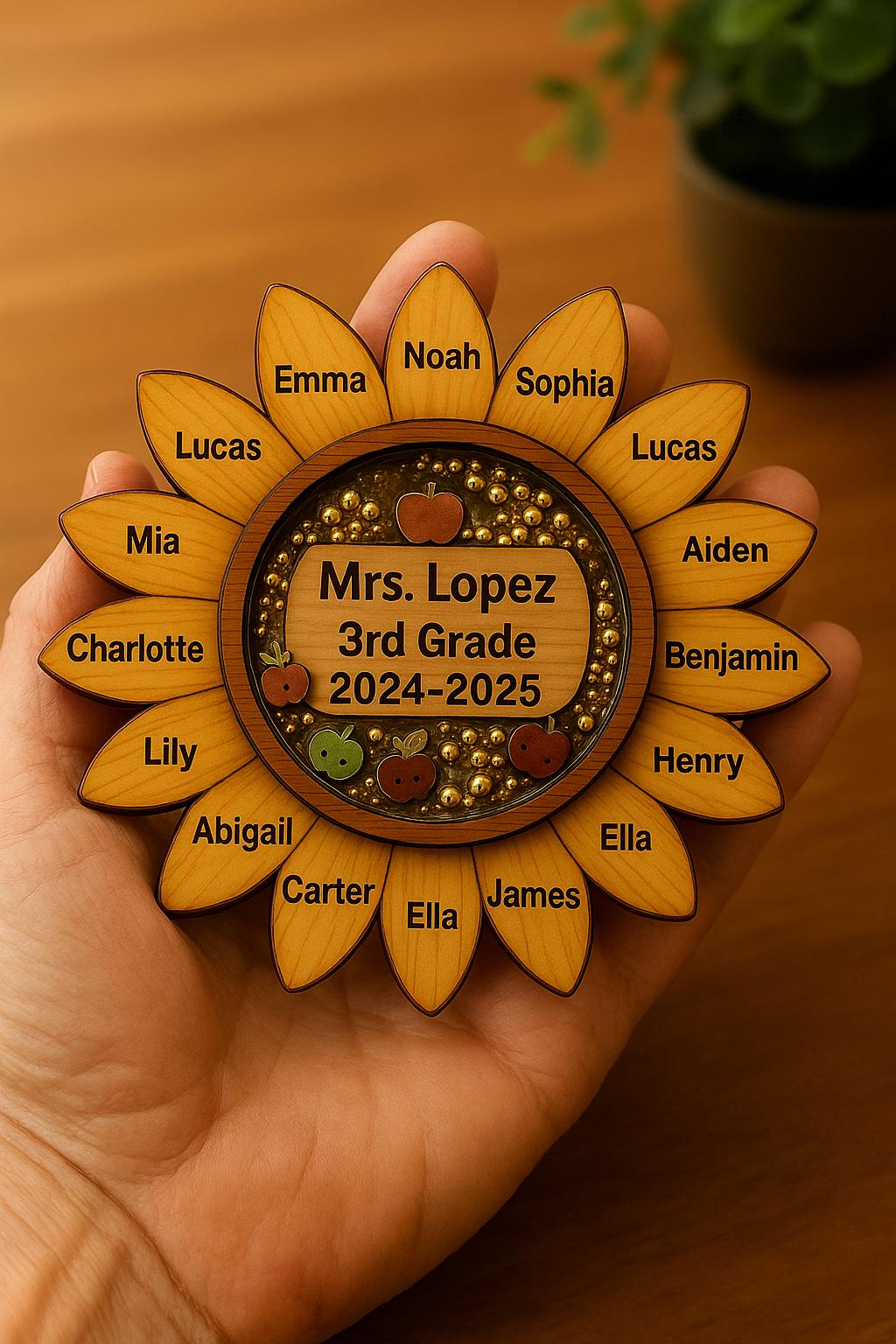 Sunflower Teacher Magnet, Personalized Student Name Magnet, Back to School Gift, Custom Teacher Appreciation