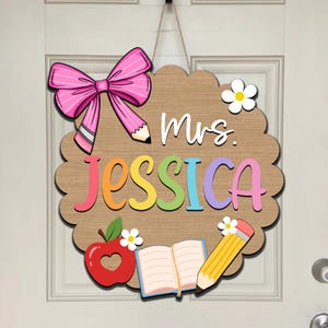 Personalized 3D Teacher Name Sign – Custom Classroom Door Hanger, First ...