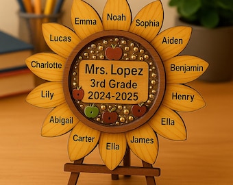 Sunflower Teacher Magnet, Personalized Student Name Magnet, Back to School Gift, Custom Teacher Appreciation
