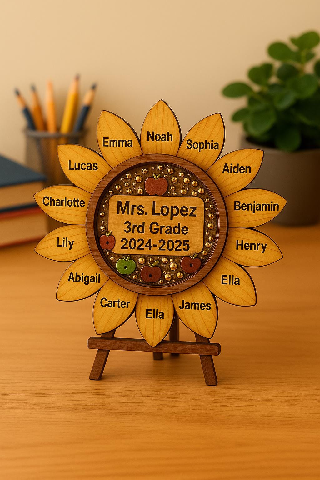 Sunflower Teacher Magnet, Personalized Student Name Magnet, Back to School Gift, Custom Teacher Appreciation