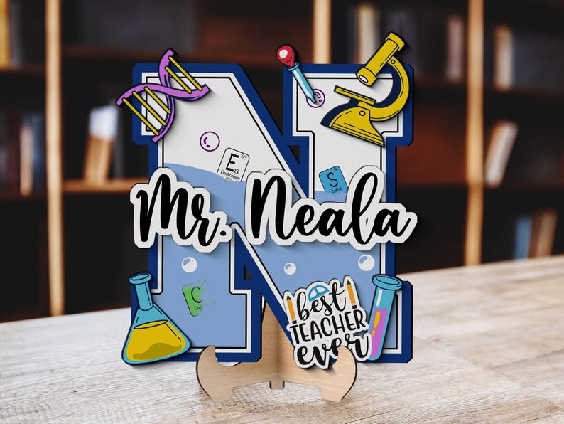 Personalized Science Teacher Door Sign: 3D Wood Name Plaque - Etsy