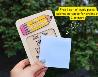 GIFT Personalized Sticky Note Holder, Teacher Gift Sticky Note Holder, Post It Note Holder, Teacher Pencil Note Holder, Back to School Gift