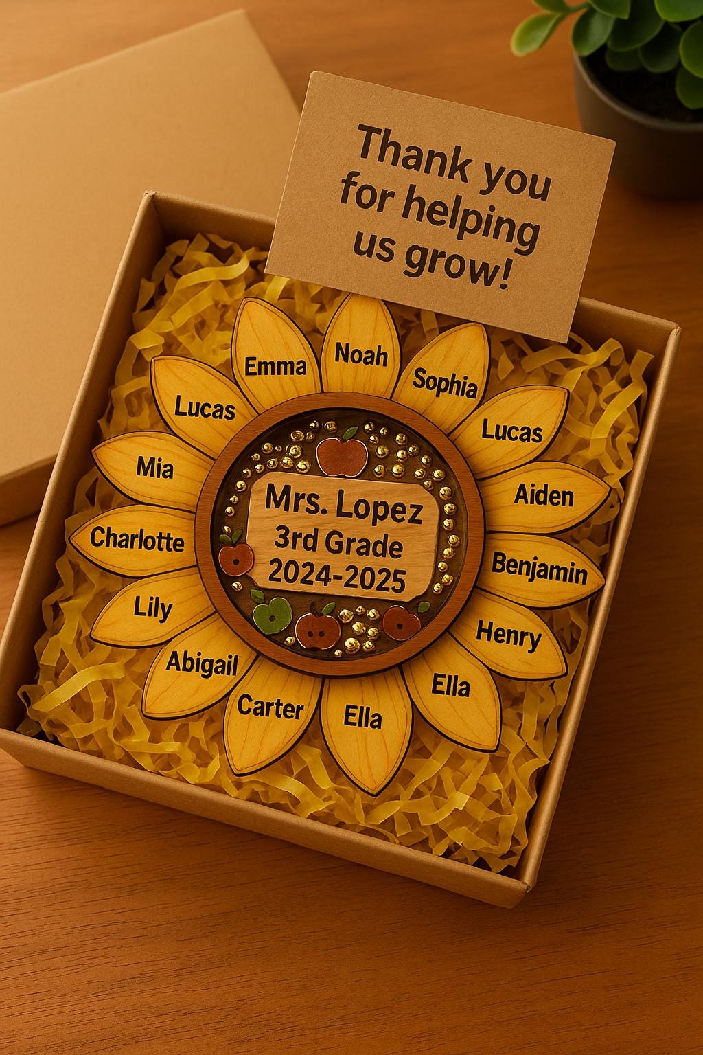 Sunflower Teacher Magnet, Personalized Student Name Magnet, Back to School Gift, Custom Teacher Appreciation