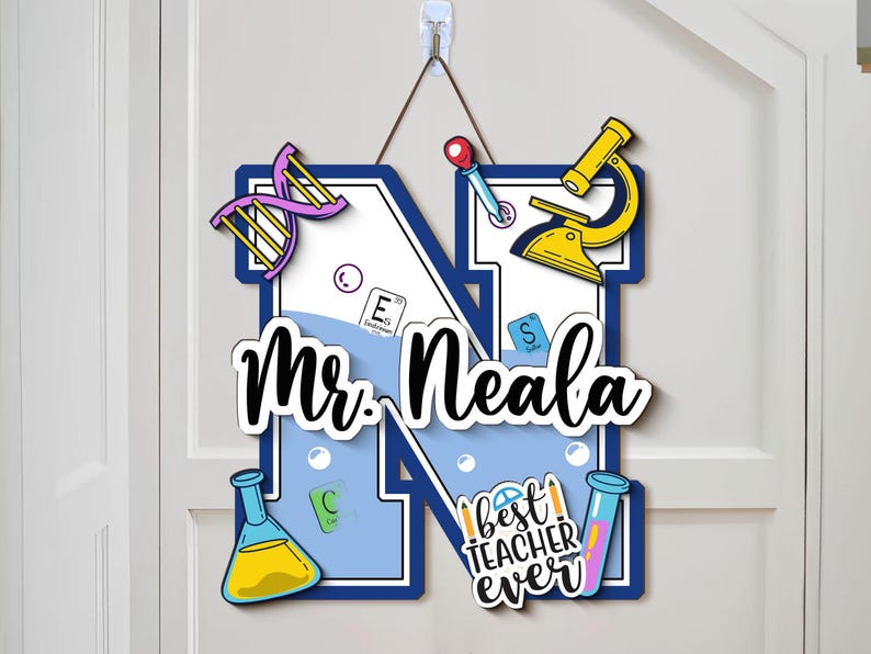 Personalized Science Teacher Door Sign: 3D Wood Name Plaque - Etsy