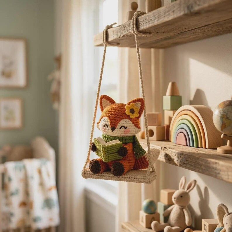 Crochet Fox Car Charm | Reading Fox Rearview Mirror Hanger | Book Lover ...