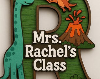Personalized Dinosaur Teacher Door Sign: Custom Classroom Decor