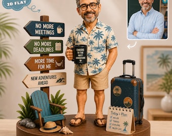 Custom Retirement Wooden Block Figure, Personalized Retiree Gift, Photo To Wooden Standee, Retirement Party Keepsake Decor For Coworker