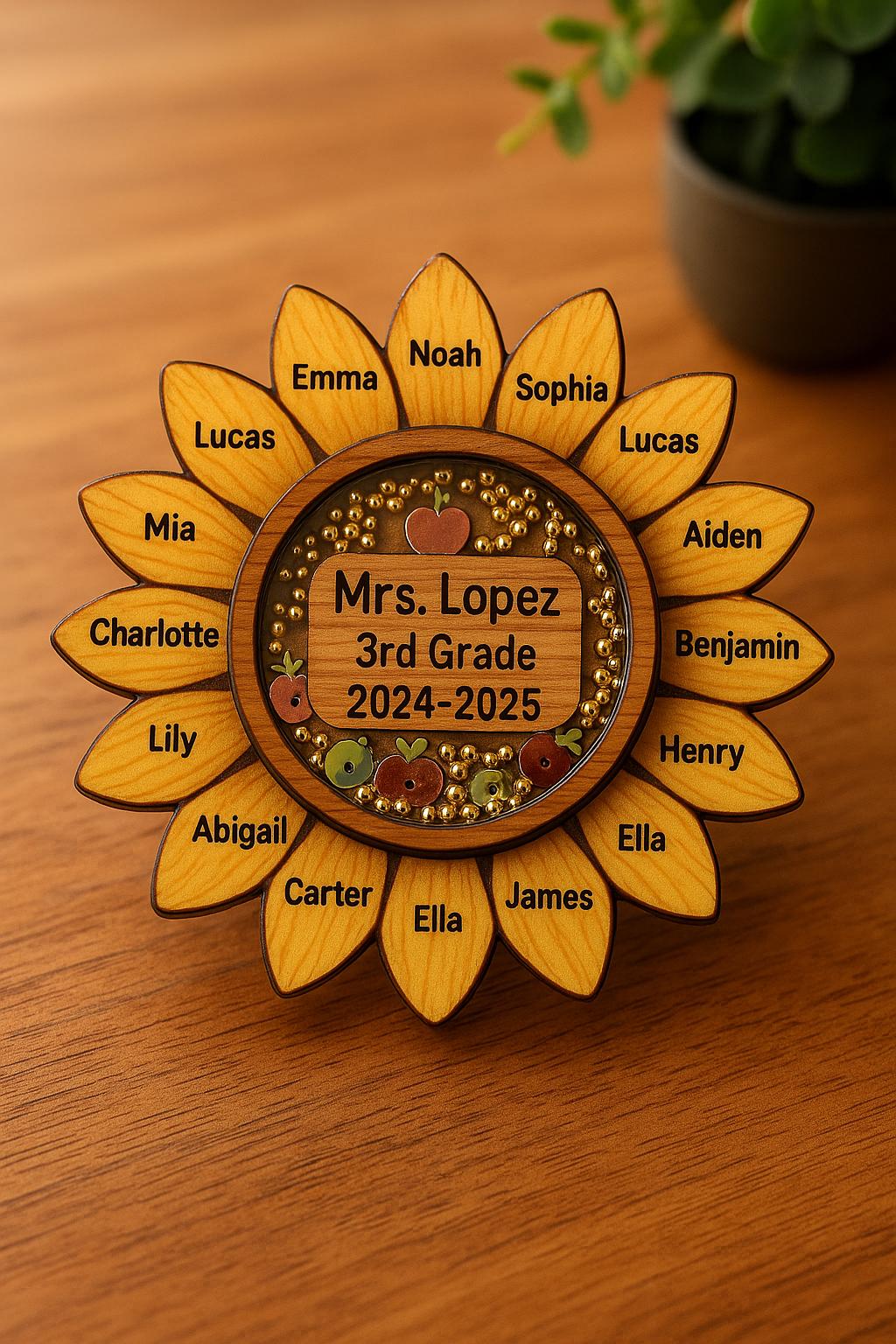 Sunflower Teacher Magnet, Personalized Student Name Magnet, Back to School Gift, Custom Teacher Appreciation