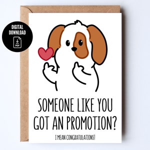 Grappige, sarcastische, digitale promotiekaart voor collega's met hondenhartmotief *Digitale kaart*