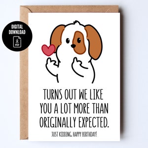 Biglietto d'auguri digitale divertente, sarcastico per colleghi/colleghi (colleghi/colleghi) motivo cuore di cane/cuore di cane *Cartolina digitale*