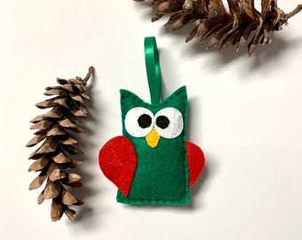 Owl Ornament, Christmas Ornament, Jasper the Dark Green Owl, Holiday Decoration