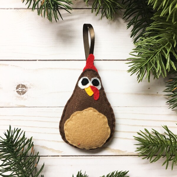 Chicken Ornament, Christmas Ornament, Lydia the Brown Chicken