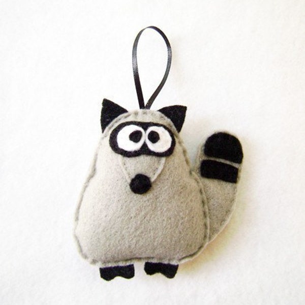 Christmas Ornament Felt - Garth the Gray Raccoon - Made to Order