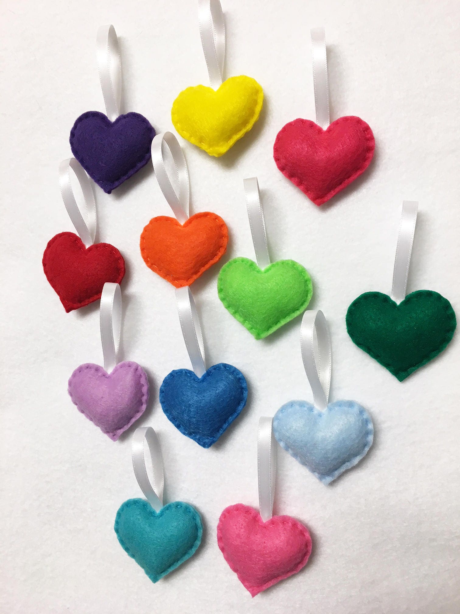 Download Heart Ornament, Felt Ornament Set - Rainbow Love - 12 Hearts
