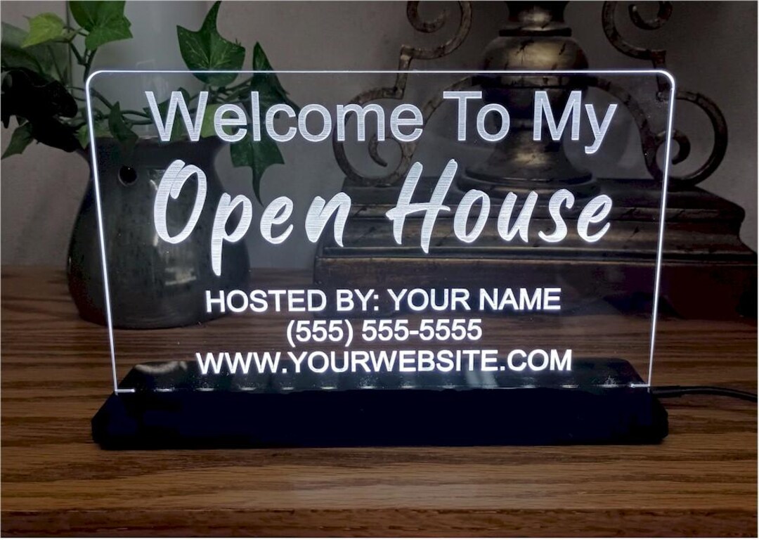 Custom Engraved LED Edge-lit Sign Welcome to My Open House - Etsy