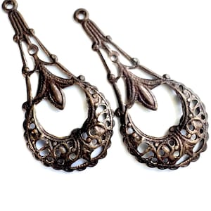 Brass Vintaj Chandelier Drop Earring Components Victorian 36mm x 16mm