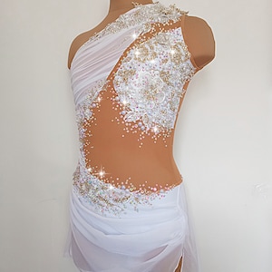 White competition solo lyrical dance costume contemporary leotard