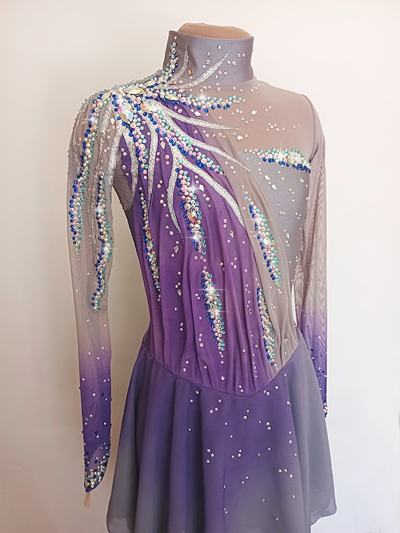 Rhinestone Figure Skating Dress: Long Sleeve Competition Costume