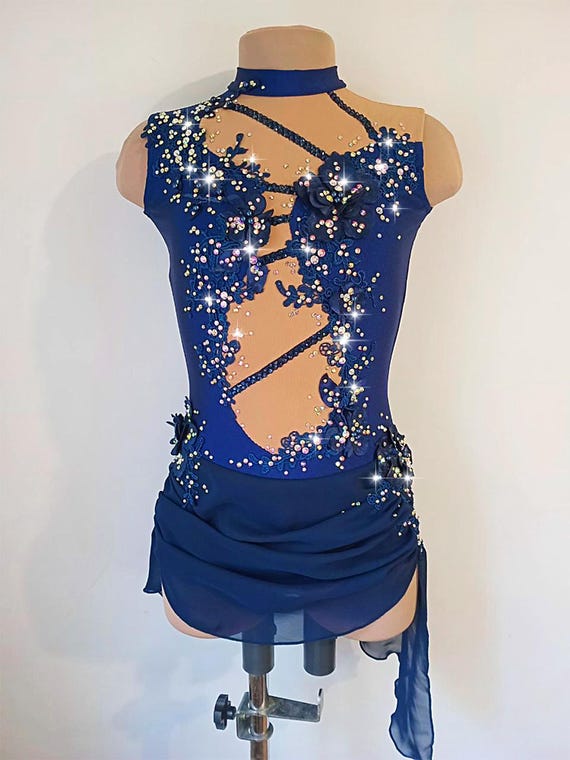 blue leotard dress Navy competition solo lyrical dance costume contemporary As a mother and Pool TFNC cowl neck maxi Color:PINK/BABY BLUE