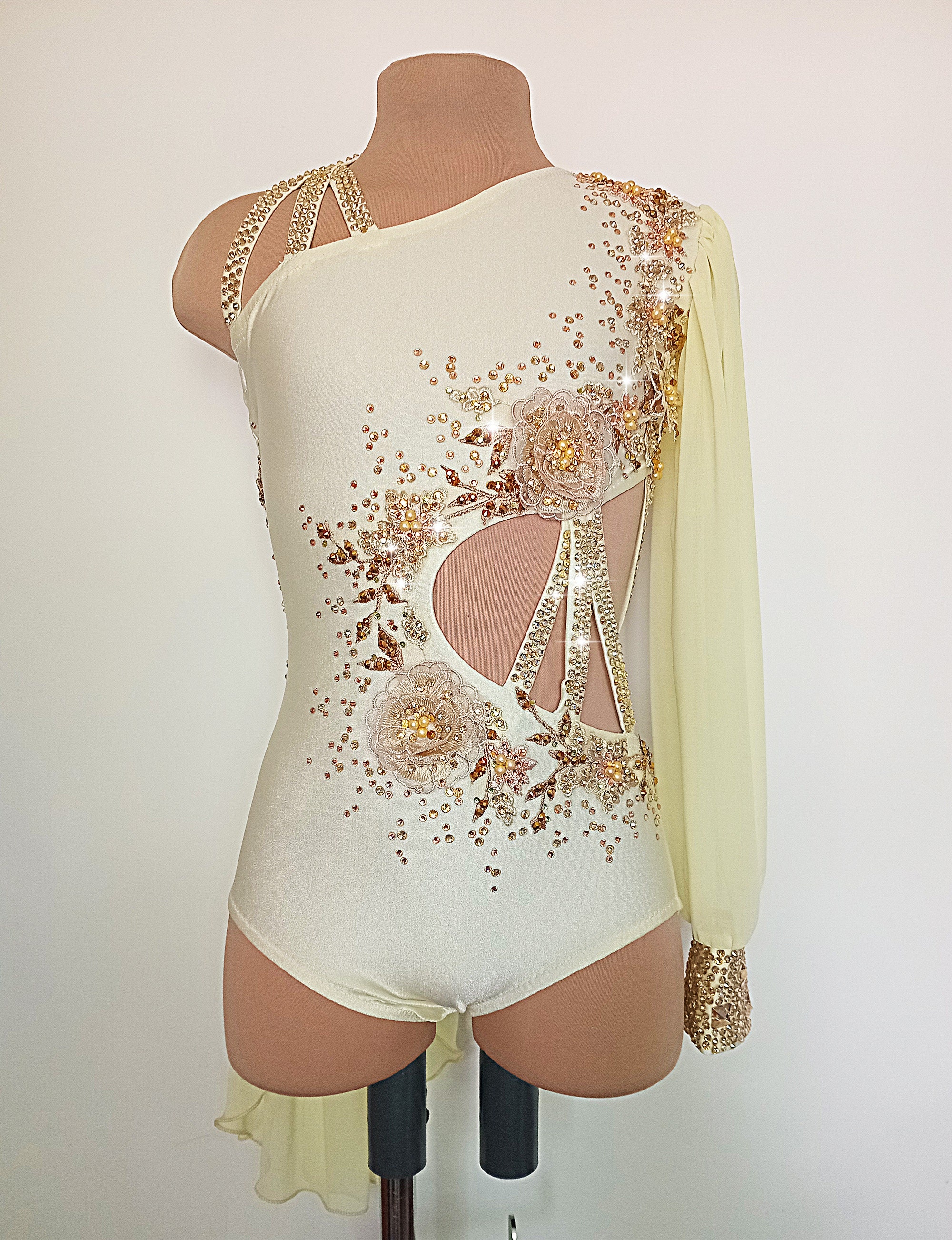 Traje de danza lírica individual de competición, leotardo contemporáneo