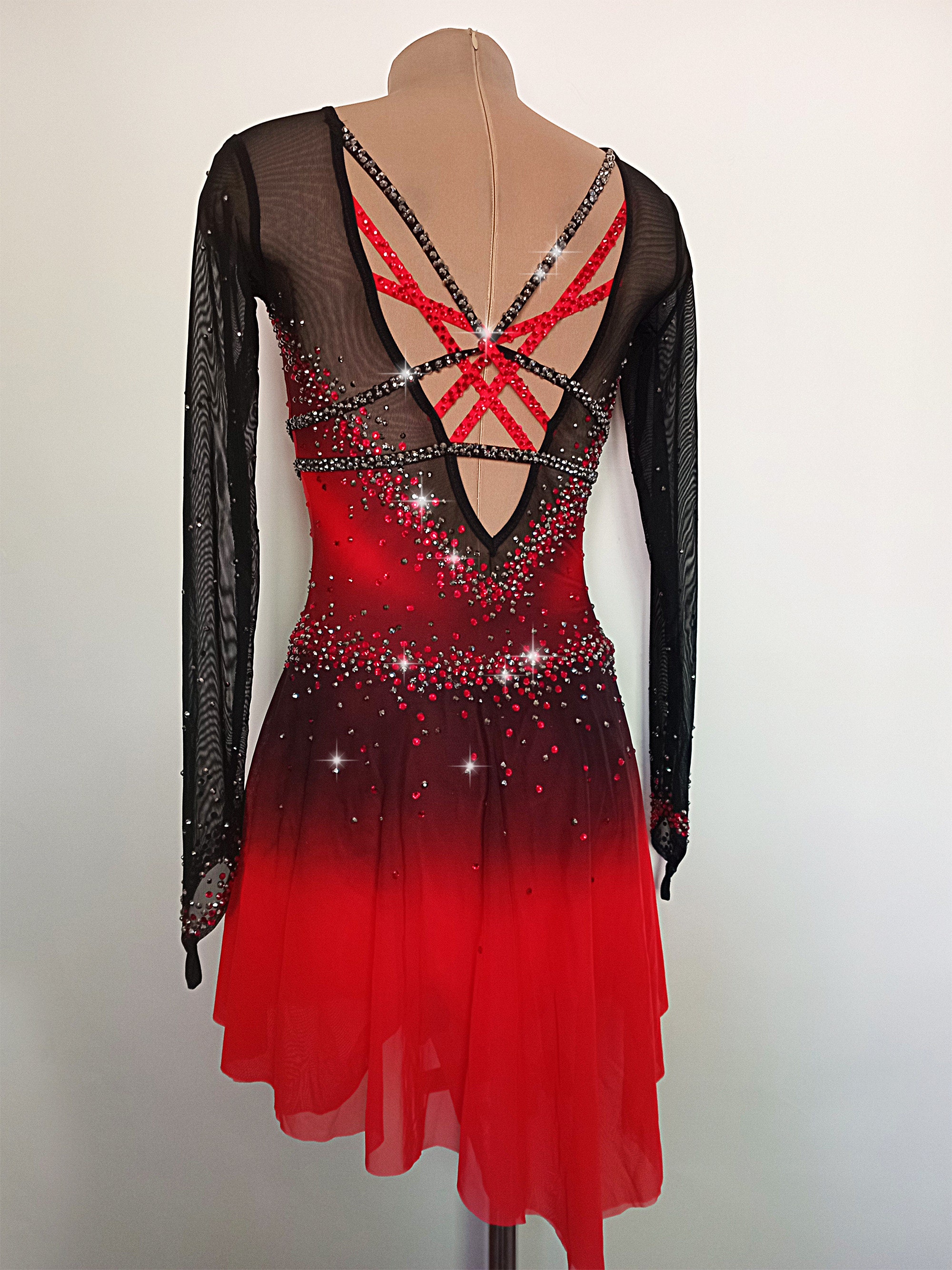 red and black skating dress Women Competition Ice Skating Dress for Girls Black Red Custom Figure Skating Dresses Kids