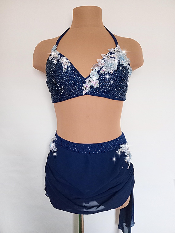 Two Piece Navy Blue Competition Solo Lyrical Dance Costume Contemporary  Leotard - Etsy