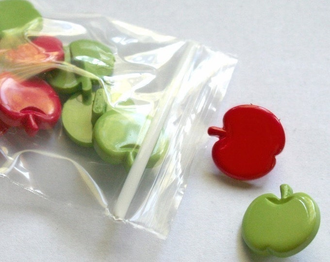 Green and Red APPLE Buttons Sewing Scrapbooking Supplies Etsy