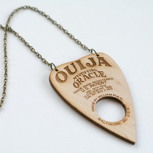 gothic Ouija planchette necklace made of real wood image 4