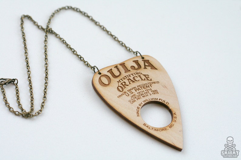 gothic Ouija planchette necklace made of real wood image 4