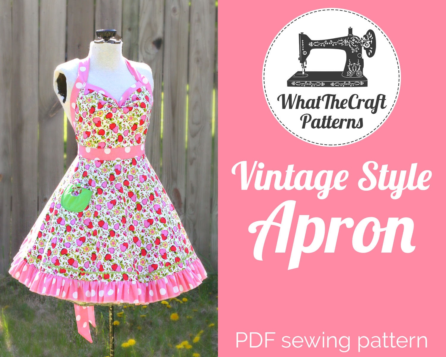 How to Sew A Retro Apron for Women // A Printable Sewing Pattern Tutorial  // Full, Half, Double Skirts, and Sweetheart Neckline Aprons 