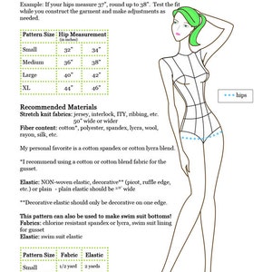 Cheeky Bikini panties or swim suit bottoms WhatTheCraft Printable PDF Pattern XS thru XL image 5