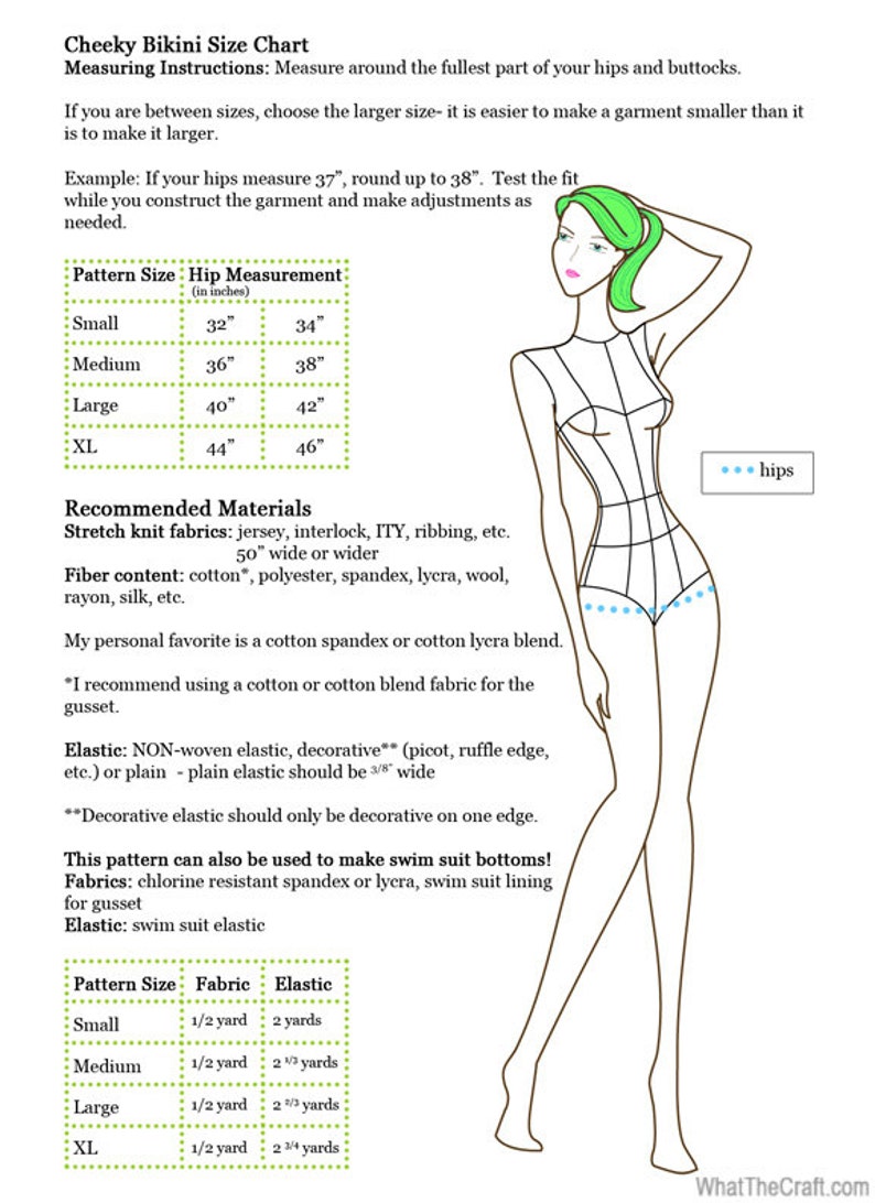 Cheeky Bikini panties or swim suit bottoms WhatTheCraft Printable PDF Pattern XS thru XL image 5