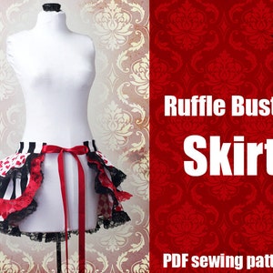 Ruffle Bustle Skirt Sewing Pattern, Tiered Flouncy Pannier Skirt for Burlesque and Cosplay, Printable Paper PDF, Sewing Project for Beginner