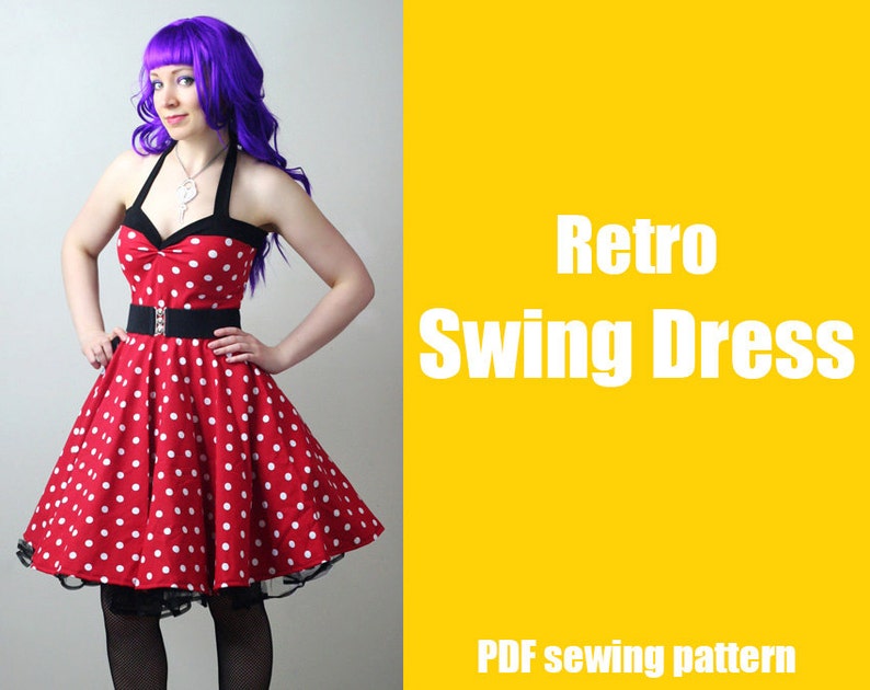 Rockabilly Retro Swing Dress Printable Pdf Pattern